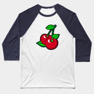 Cartoon Red Green Black Cherries Fruit Graphic Baseball T-Shirt